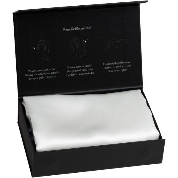 Silkd Fata de perna matase infuzata cu acid hialuronic alb perlat 22 momme