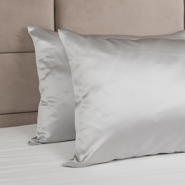 Silkd Fata de perna matase infuzata cu acid hialuronic gri silver 22 momme