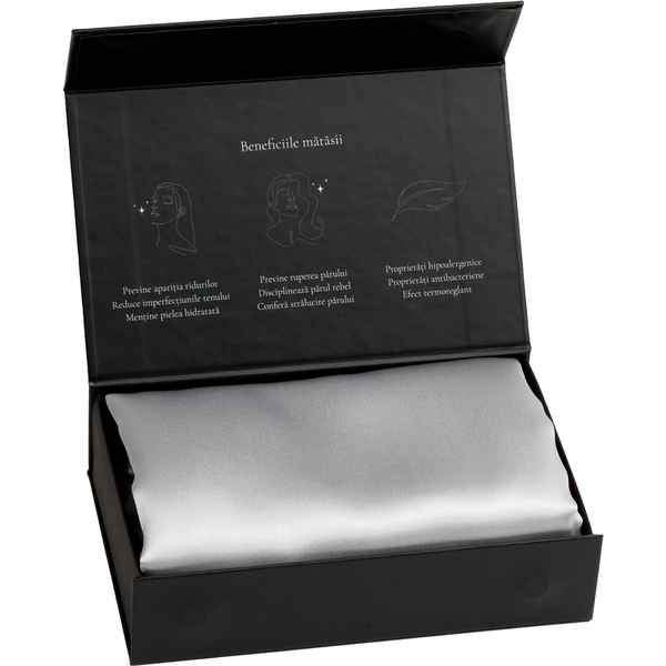 Silkd Set fete de perna matase infuzate cu acid hialuronic gri silver 22 momme