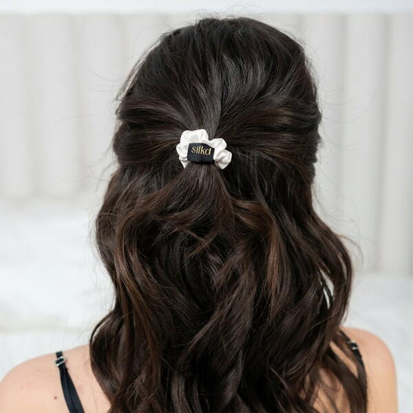 Silkd Elastic de par matase mini alb perlat