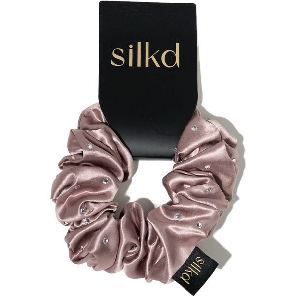 Silkd Elastic de par matase cu swarovski roz pudra M