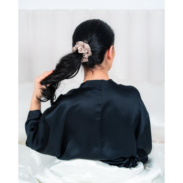 Silkd Elastic de par matase cu swarovski roz pudra M