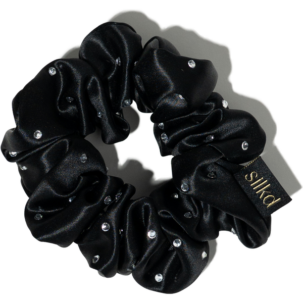 Silkd Elastic de par matase cu swarovski negru M