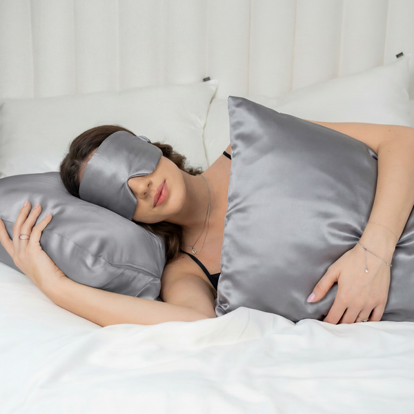 Silkd Masca de dormit blackout matase gri