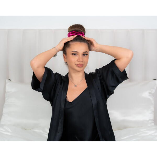 Silkd Ondulator fara caldura matase tip elastic de par roz fucsia