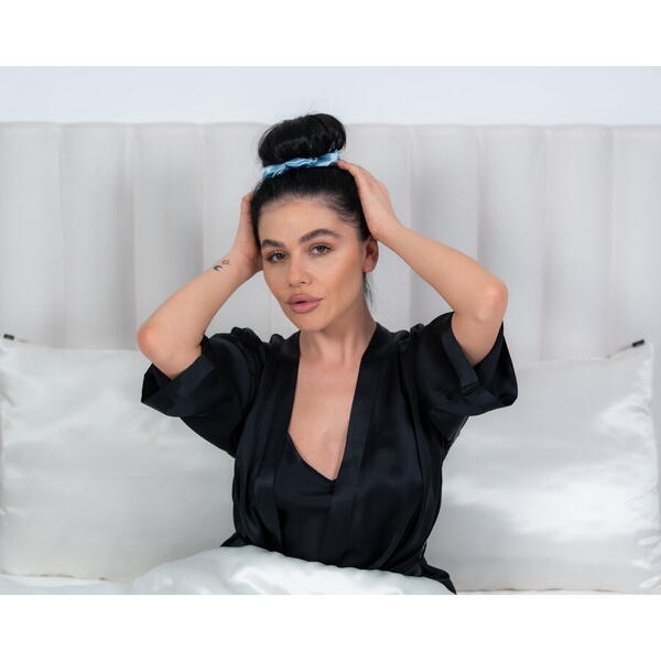 Silkd Ondulator fara caldura matase tip elastic de par baby blue