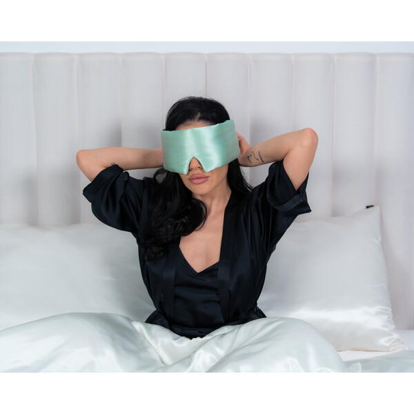 Silkd Masca de dormit blackout 3D matase verde menta