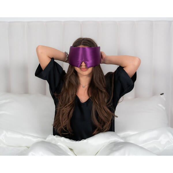 Silkd Masca de dormit blackout 3D matase mov