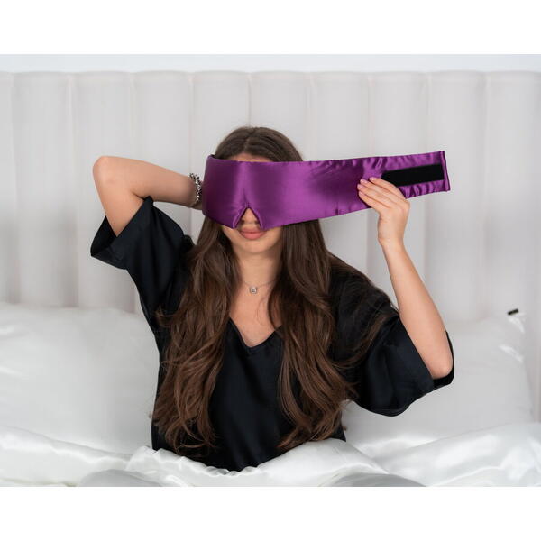 Silkd Masca de dormit blackout 3D matase mov