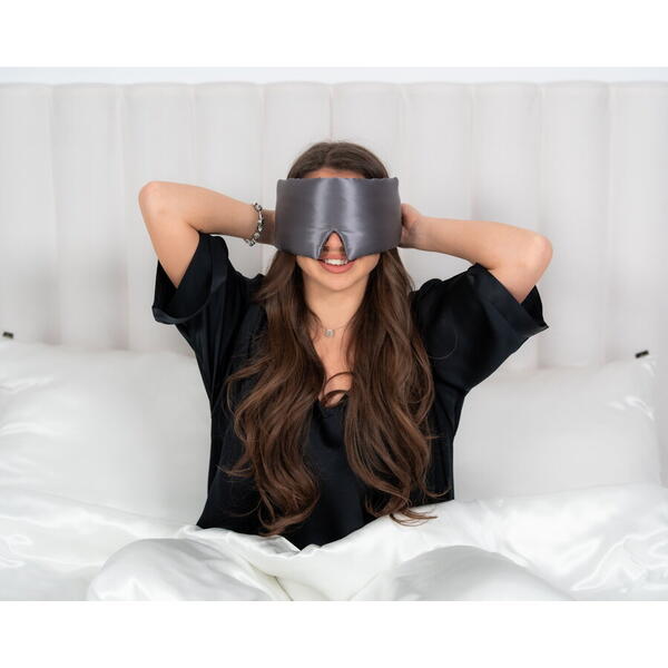 Silkd Masca de dormit blackout 3D matase gri